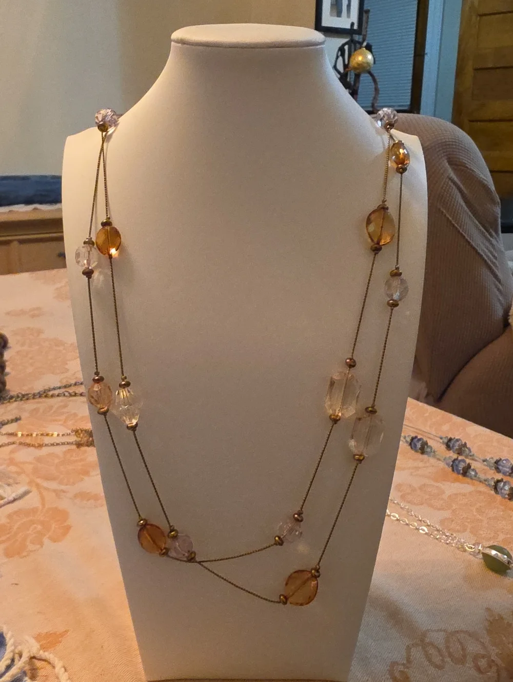 Delicate Amber Bead Layered Necklace - Women Jewelry